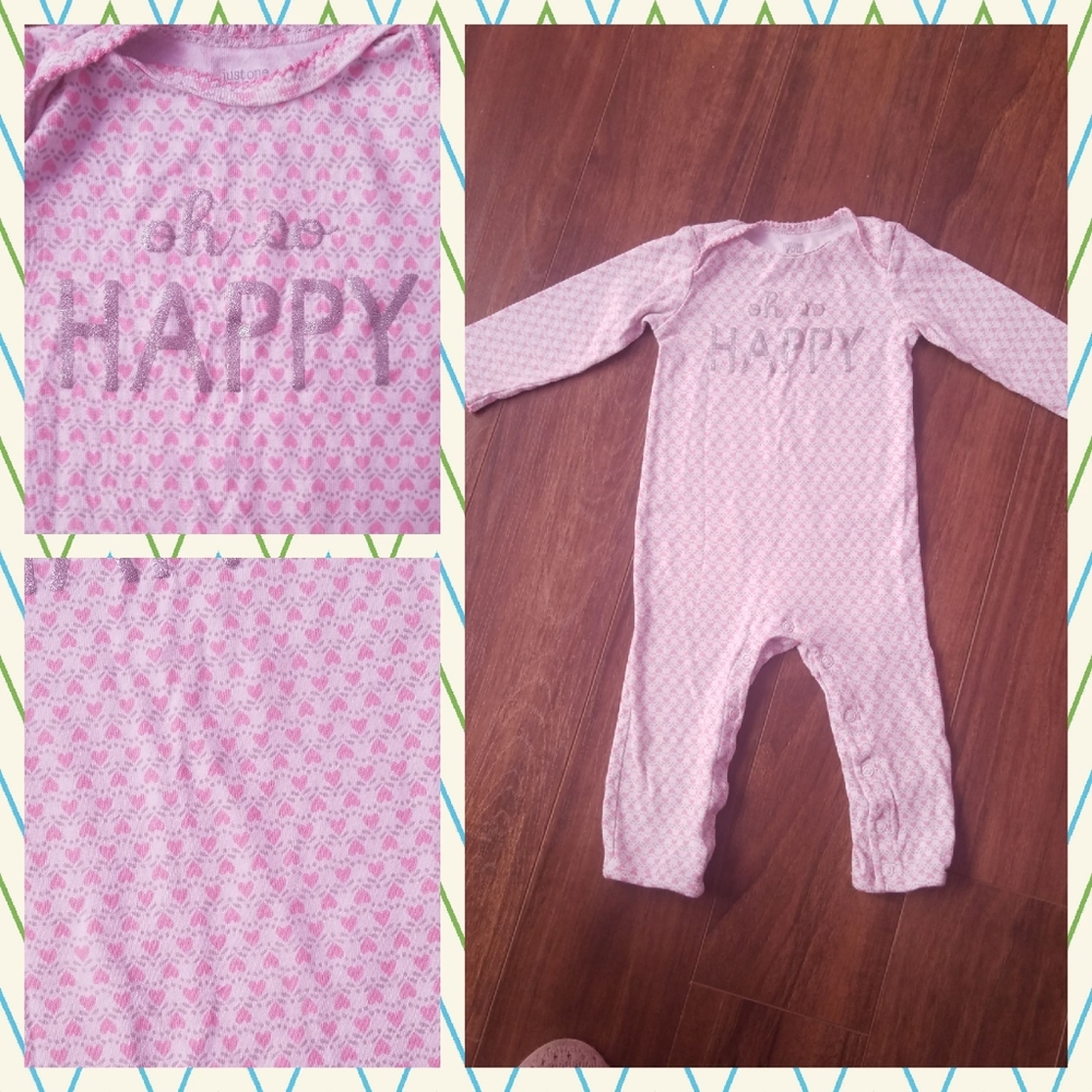 Cute Pink Oh So Happy Baby Girl Romper Jumpsuit